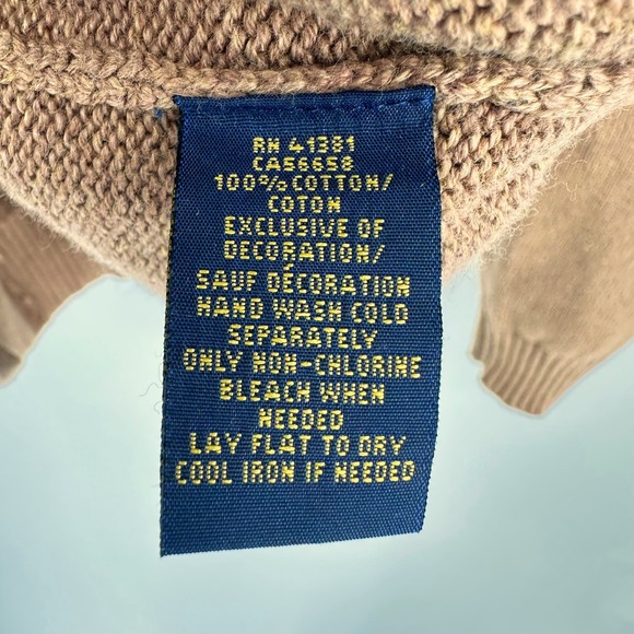 Polo Ralph Lauren Men's Camel Wood Button Sweater XL Knit Embroidered Polo - Picture 5 of 7